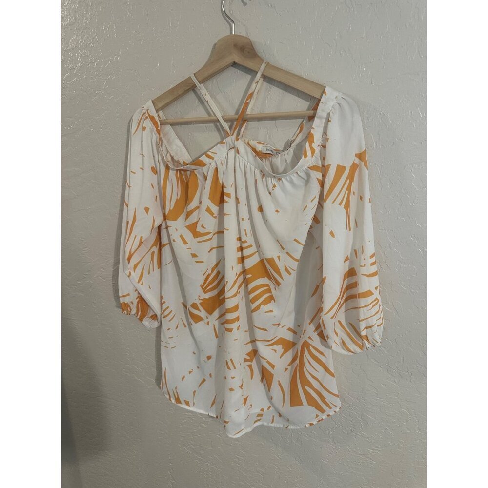 Bishop & Young Y White & Yellow Off The Shoulder Riviera Beachy Blouse - Picture 8 of 11